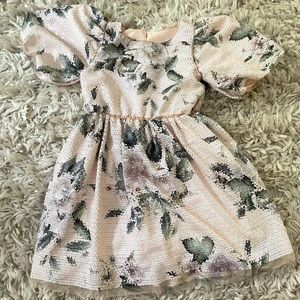 Beautiful Sequin tan and floral H&M dress. Size 5